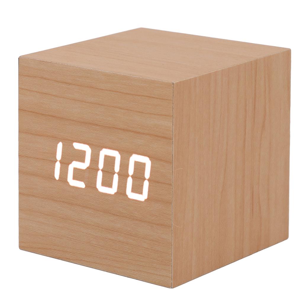 LED Wood Clock Multifunctional Large Display 3 Brightness Eye Protection Portable Smart LED Digital Clock for Office