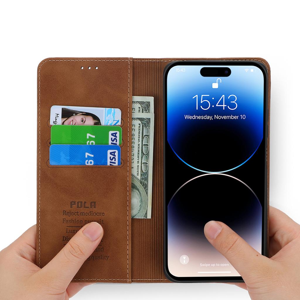  Vintage Strong Magnetic Wallet Case for iPhone 17 & Samsung S25 Ultra - Retro Flip Leather Card Holder Cover