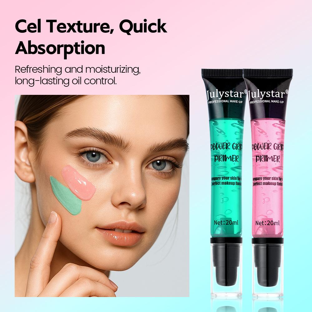 Julystar 2pcs Power Grip Primer Set - Gel Face Primer for Long-Lasting Oil Control, Refreshing & Moisturizing Makeup Base Primer for Flawless Skin 2pcs