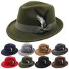Soft Fedora Hat Solid Color Cashmere Felt Hat Ethnic Style Jazz Hat