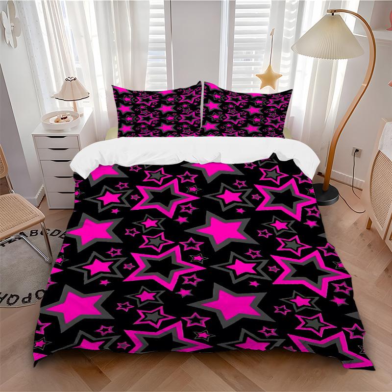 3pcs Starry Pattern Bedding Set, Breathable and Soft, Suitable for Bedroom Decor (1*Duvet Cover + 1/2*Pillowcases, No Core) Yy250821134