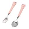 2Pcs Stainless Steel Fork and Spoon Cute Cartoon Look Cutlery Set Children Curved Tableware Set Pink Pig