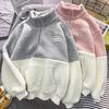 Thickened Warm Velvet Women Pullover Sweatshirt Stand Collar Half Zipper Top