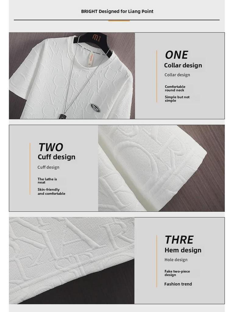 2024 Summer Men's Casual Two-Piece Sports Set: Ice Silk T-Shirt & Thin Shorts