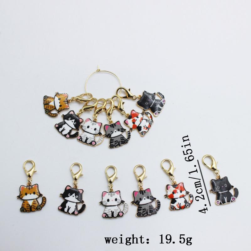 6PCs/Set Multicolor Cartoon Cute Cat Locking Knitting Stitch Markers Matel Crochet Latch DIY Removable Knitting Tool Accessories