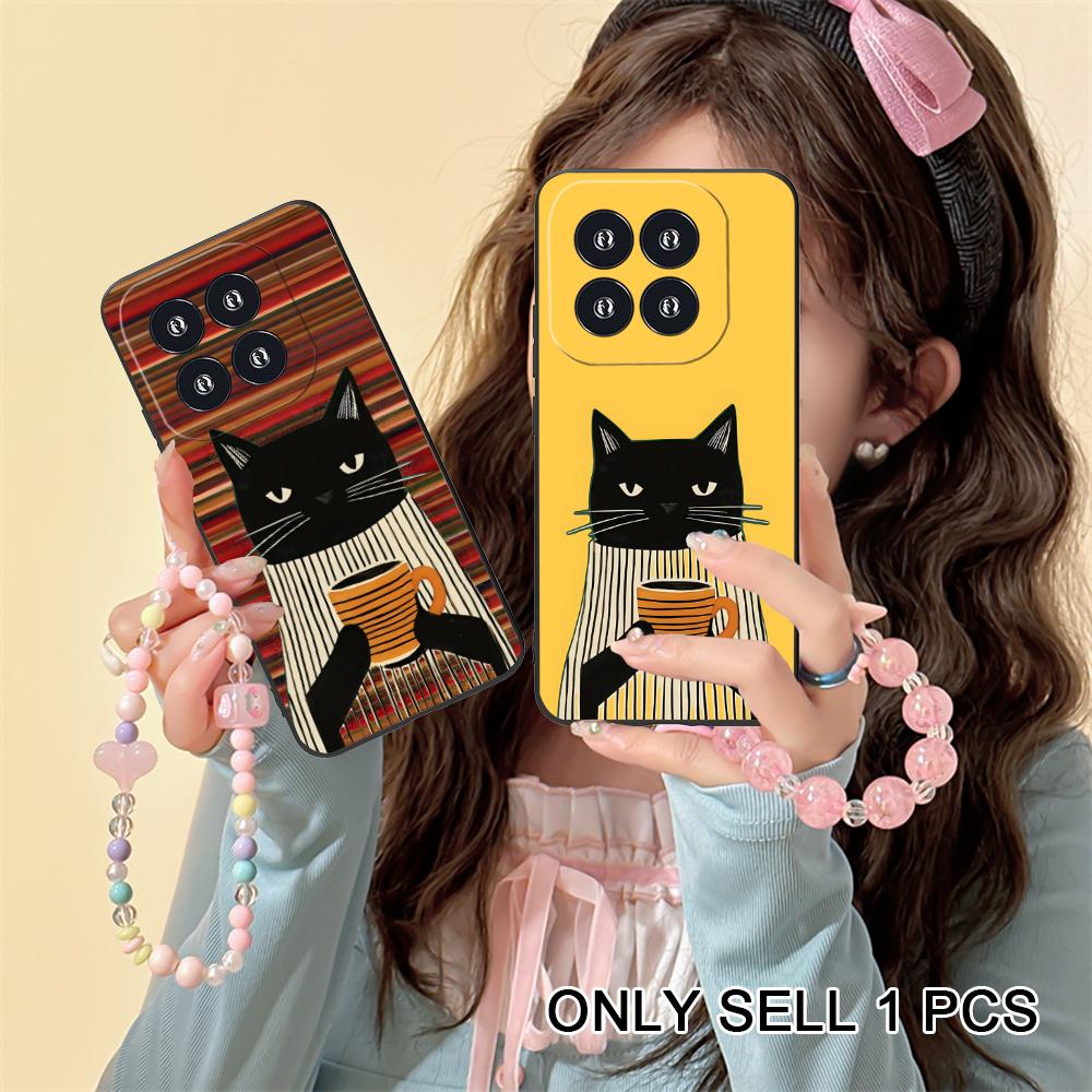 Cute Coffee Cat Matte TPU Mobile Phone Case for Xiaomi 15 14 13 12 Mi 11 T Ultra Lite Pro S X 5G Colorful Printing Cover