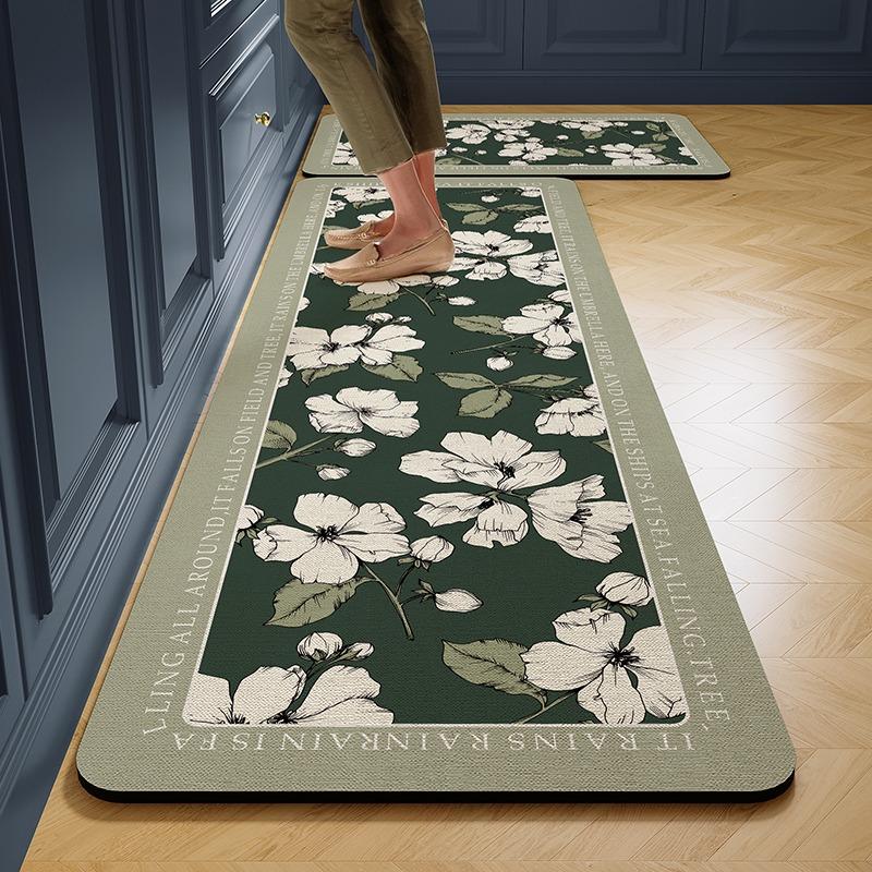 Carpet for Kitchen Floor Mat Pvc Leather Waterproof Non-slip Foot Mats Oil-proof Long Rug Spring Flower Home Decoration Rugs