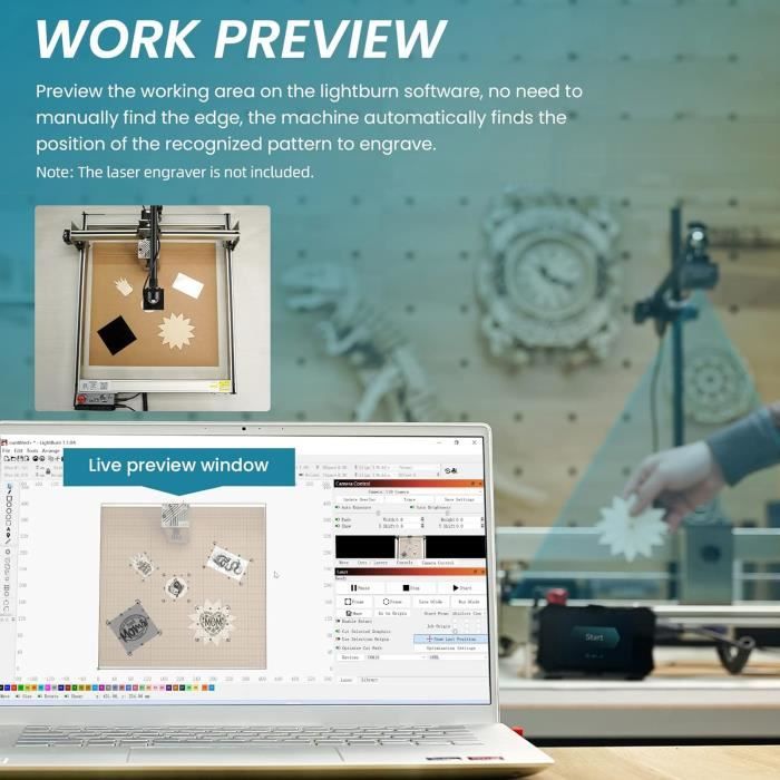 Atomstack ac1 lightburn appareil photo pour machine de gravure laser
