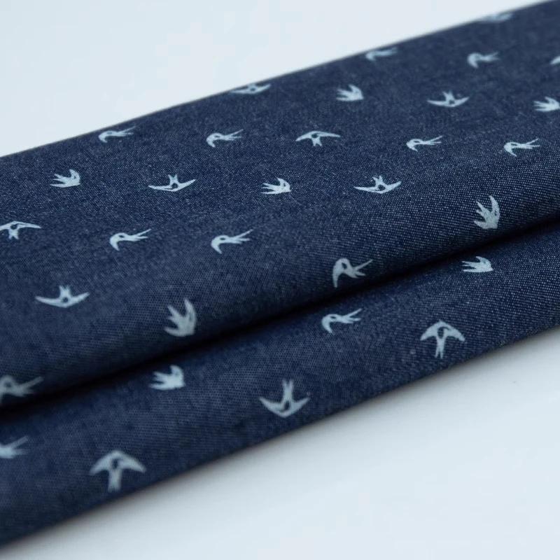 100x150cm Thin Style Washed Printed Fabric Pure Cotton Denim Fabric Summer Clothing Pants Short Dress DIY Clothing Shirt Fabric