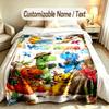 Dinosaur Theme Custom Blanket Personalized Name & Text Customized Soft Warm Throw Blanket Home Decor