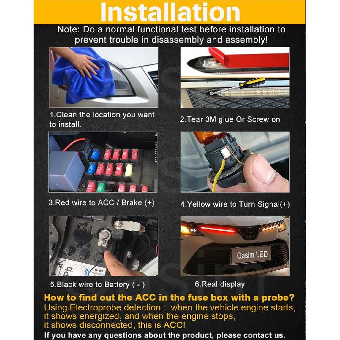 LED Tail Light 9.25in Trailer Turn Signal Rear Lamp Streamer Follow Amber Start Scan Red Brake Stop Reverse Safety Indicator DRL Lights for Pickup