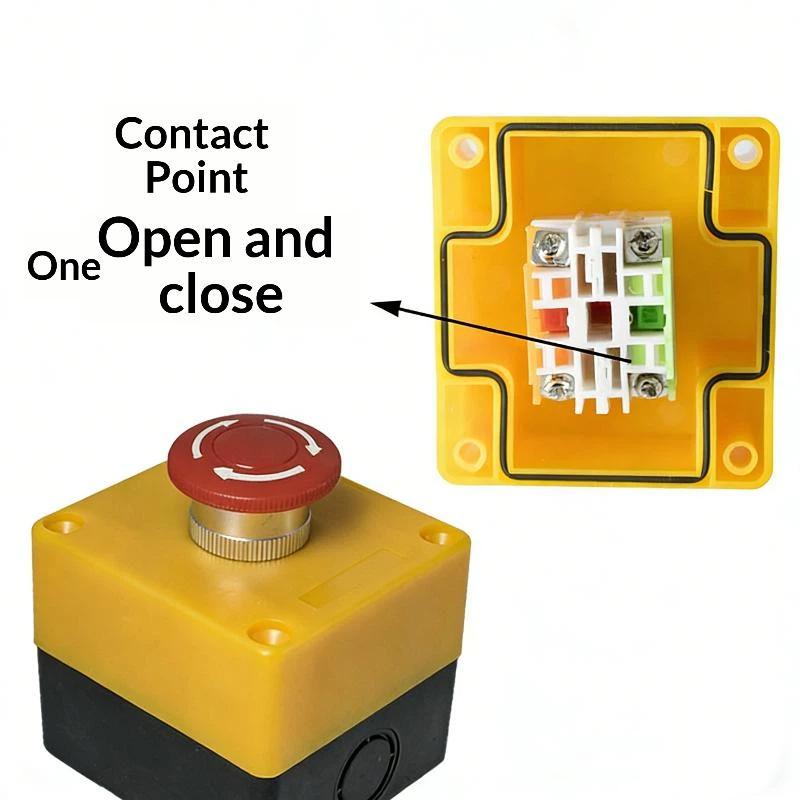 1 Set Waterproof Safety Stop Push Button With Rain Cover 10A Emergency Stop Button Switch Box For Industrial Machine