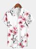 Herren Blau Floralprint Hawaiian Hemd mit Knöpfen Sommer Strand Lässig Kragen Kurzarmhemd Ropa Casual Para Hombres