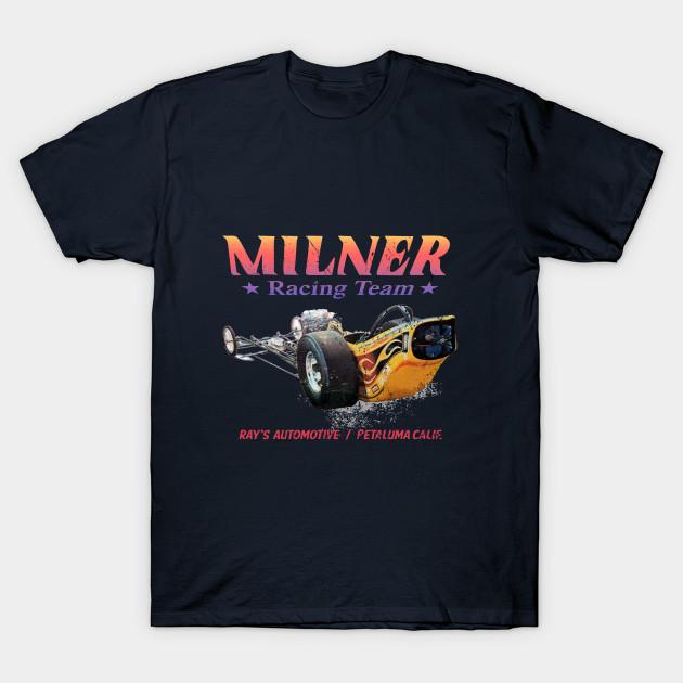 

Men Black Print T-shirt Milner Racing No-Cut Transfer Paper Print Cotton Tshirt 3XL
