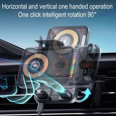 Smart Car Phone Mount 15W Wireless Car Charger Hands Free Car Phone Holder Easy Air Vent Installation Smartphone Mount