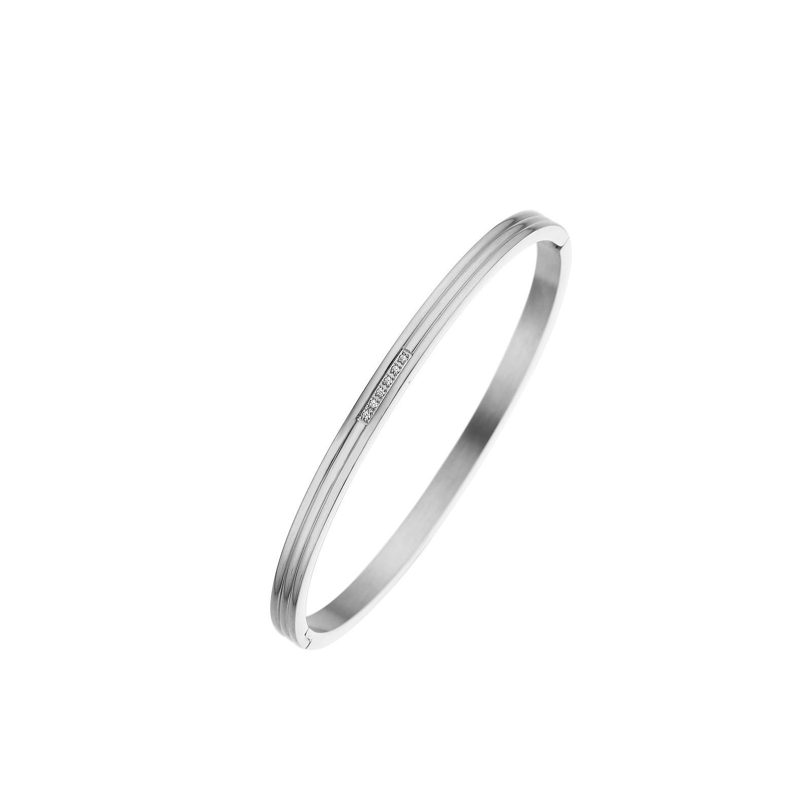 Gold-Plated Stainless Steel Bracelet with Diamonds
