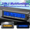 Elektronisk bilklocka 3 i 1 bil digital klocka Temperatur spänningsmätare Display Inuti Ute Temperatur Spänningstid med uttag