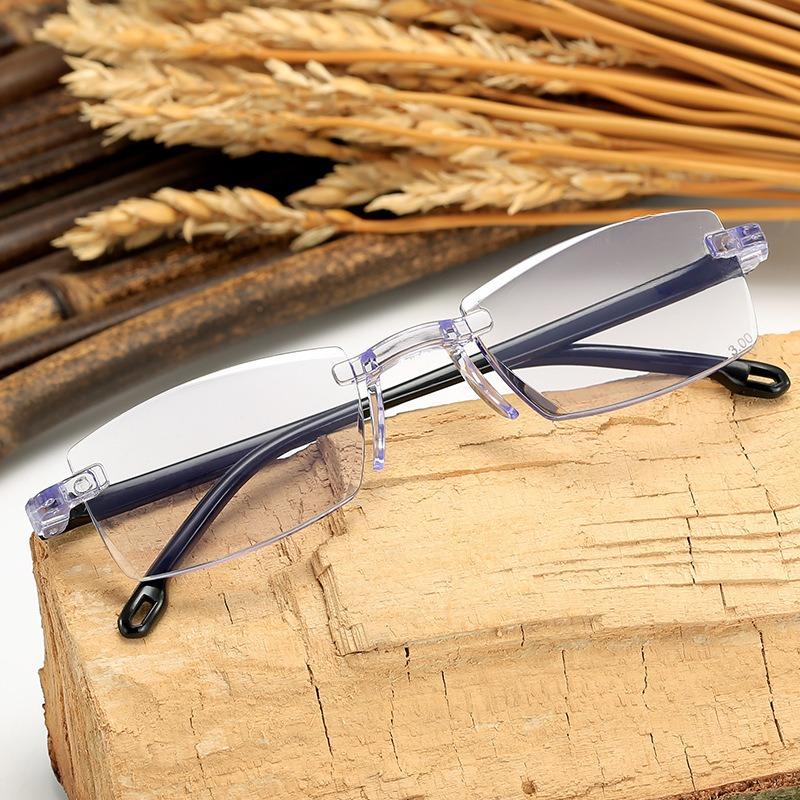 Ultra Light Rimless Diamond Edge Trimming Anti Blue Light Reading Glasses Men Women Radiation-resistant Presbyopia Eyeglasses