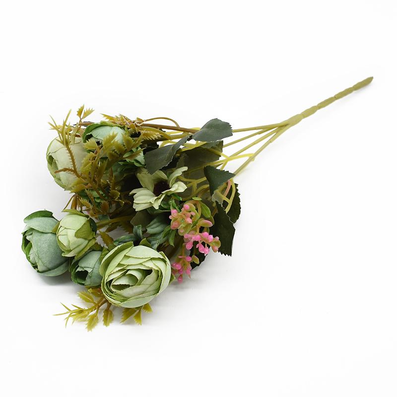 Multicolor Tea Roses Vases for Home Decoration Accessories Fake Daisy Plastic Plants Wedding Decorative Artificial Flowers Cheap