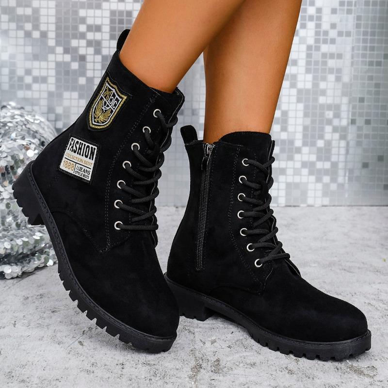 Chelsea Boots Chunky Boots Women Winter Shoes Cow Suede  Ankle Boots Black Female Autumn Fashion Platform Booties