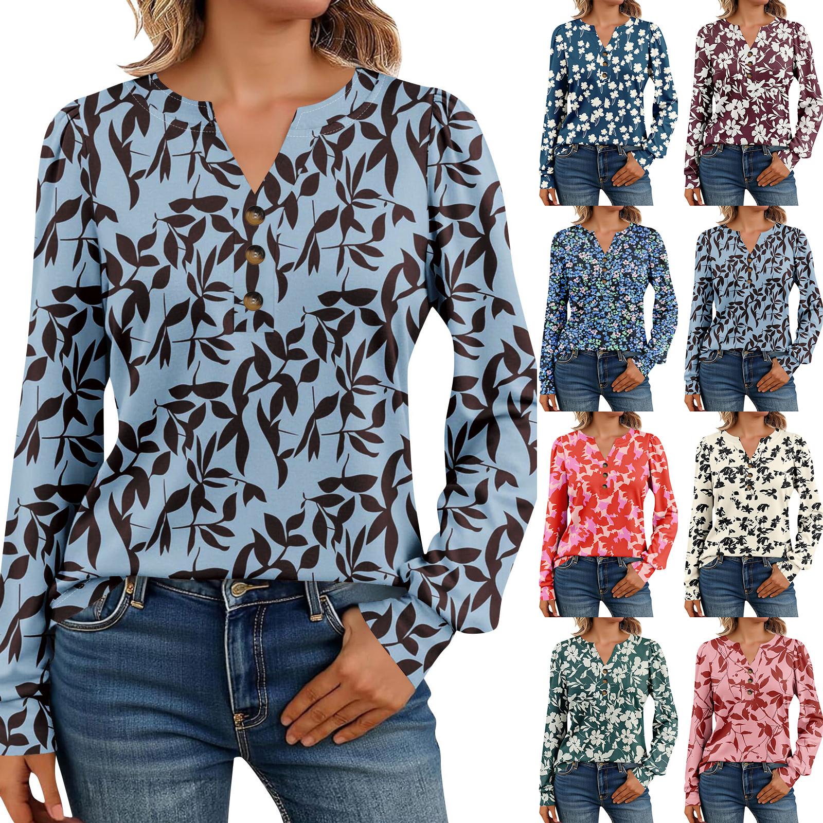 

Women s Long Sleeve Shirts Henely Casual Tops Trendy Blouses Cute T-Shirts XL червоний