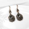 New Luxury Gray Crystal Bridal Earrings For Women Antique Gold Color Beach Party Drop Earrings Vintage Jewelry