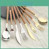 Cutlery Set 4pcs Gold Stainless Steel Dinnerware Wooden Handle Tableware Glossy Knife Fork Spoon Western Kitchen Silverware Set