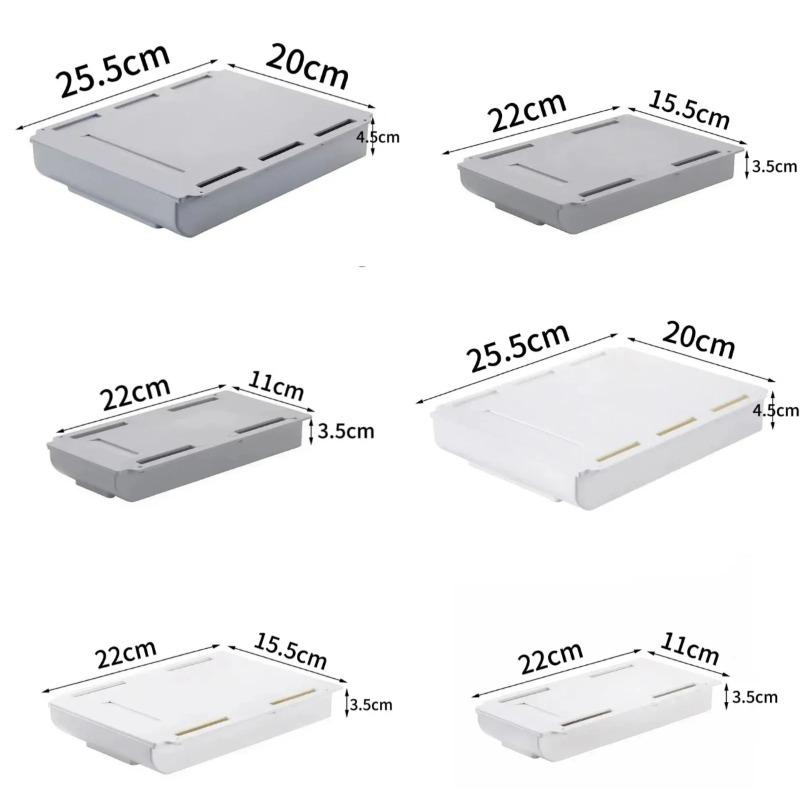 White Self-Adhesive Storage Drawer Box Makeup Pencil Tray Desk Hidden Under Desk Stand Self-adhesive Under-drawer Storage Boxes