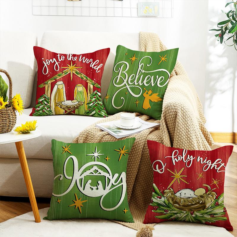 New Winter Christmas Letter Print Pillow Cover Holiday Decoration Home Sofa Cushion Cover
