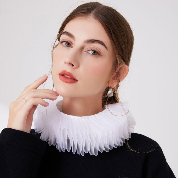 Renaissance Collar Elizabethan Mesh Ruffled Neck Collar Shawl Wrap Detachable False Collar Necklace for Women and Girls