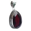 Red Garnet Hydro Gemstone Antique Silver Plated Pendant 2" J 2039