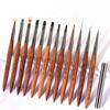 Sandalwood Handvat Nail Art Tool Kwastenset, Inclusief Kleurschilderkwast, Kanttekenkwast en Verloopmengkwast