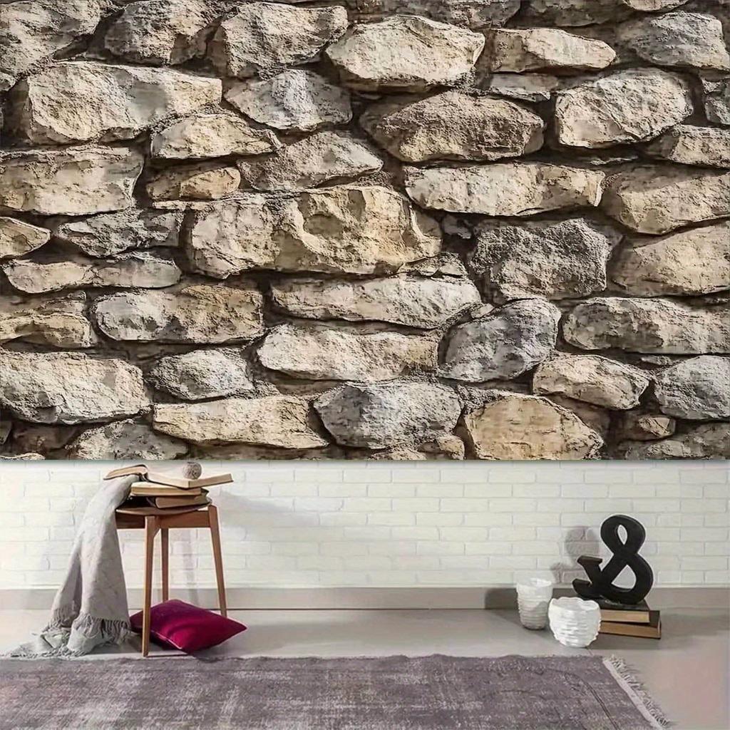 Background Banner with Background Fabric with Simple Stone Wall Themed Party Pattern, Suitable for Exterior and Interior Decoration.