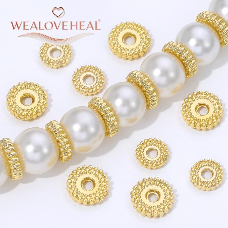 14K Gold Plated Brass Round Spacer Beads Accessories Wholesale,6/8mm Separator beads for DIY Bracelet Necklace Making Supplies