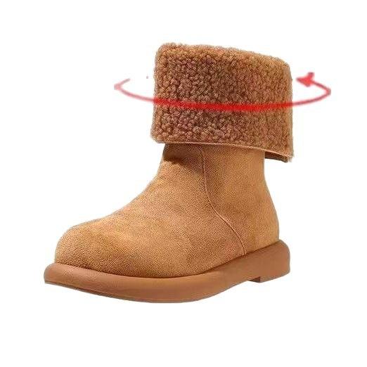 Winter New Martin Boots Flat-bottomed Casual Two-wear Velvet Warm Snow Boots Medium Cotton Boots