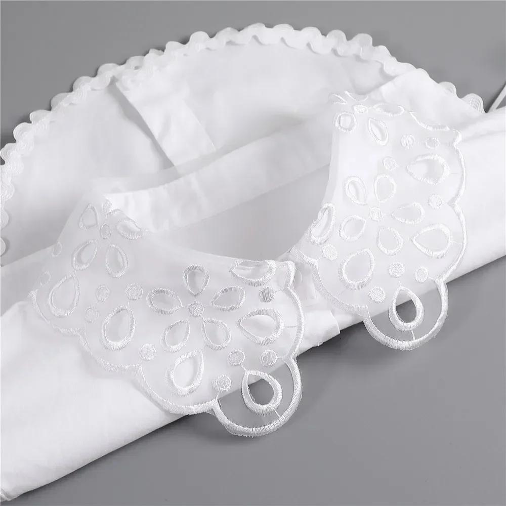 Korean Stand Lapel False Collar Women Embroidery Faux Col Half Shirt Blouse Fake Collars Sweater Shirt Detachable Collars