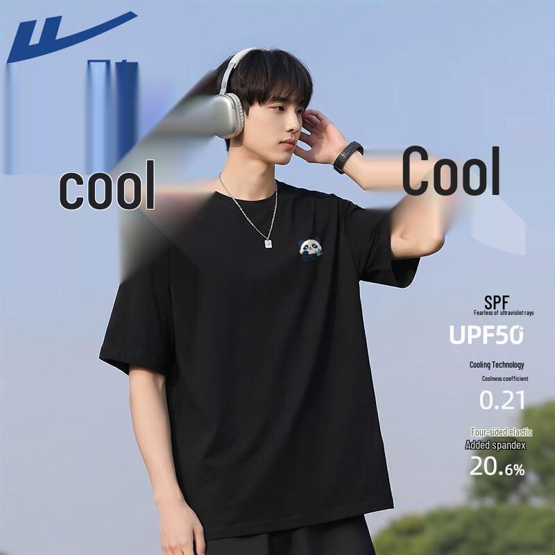 Warrior Ice-Feel Panda Print Short Sleeve Sports T-Shirt L