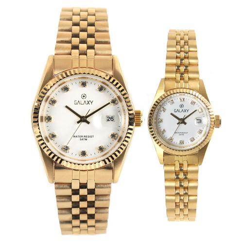 [GALAXY] GALAXY 5 ATM Couple Men's Metal Wristwatch QT7013MD