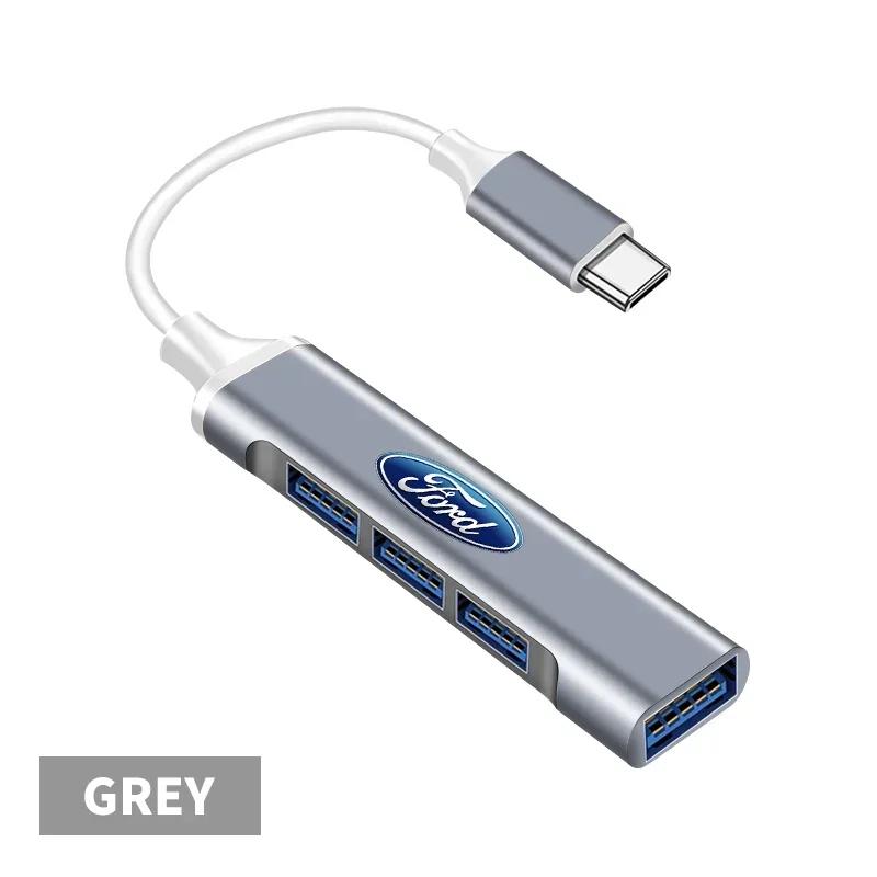 New 2026 Car Sticker Car 4 In 1 USB-C Hub Notebook Docking USB Splitter Multi-interface Conversion For Ford ST Line Focus 3 Mond