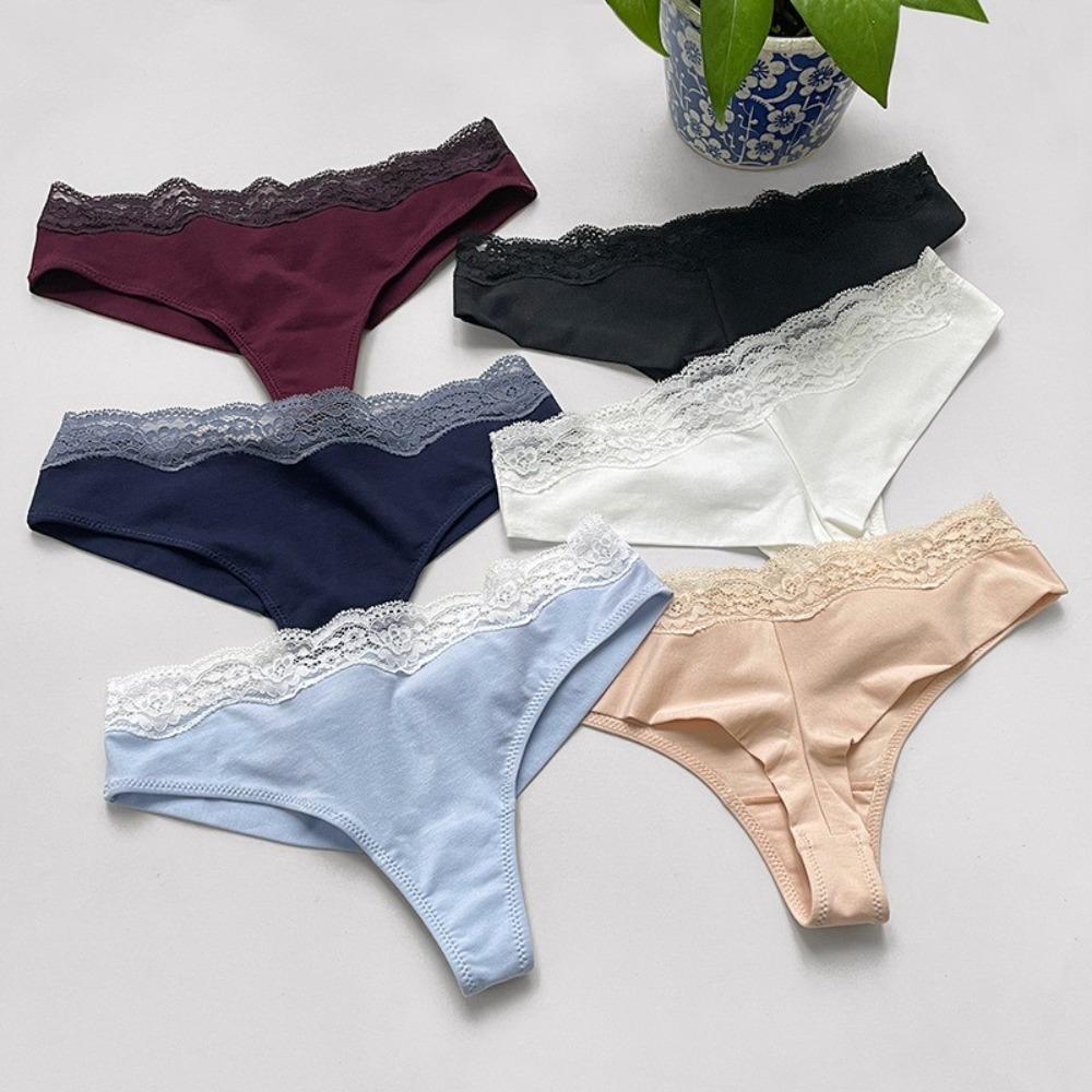 Women's Modal Cotton Blend Thongs, Soft Seamless Lace Tanga Underwear, Comfortable for Yoga Sports Daily Wear