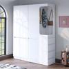 Extra Large Wardrobe 140 x 40 x 170 cm, with Drawers and Storage Compartments, Open Clothes Area with Storage Space, White (on the Right Side)