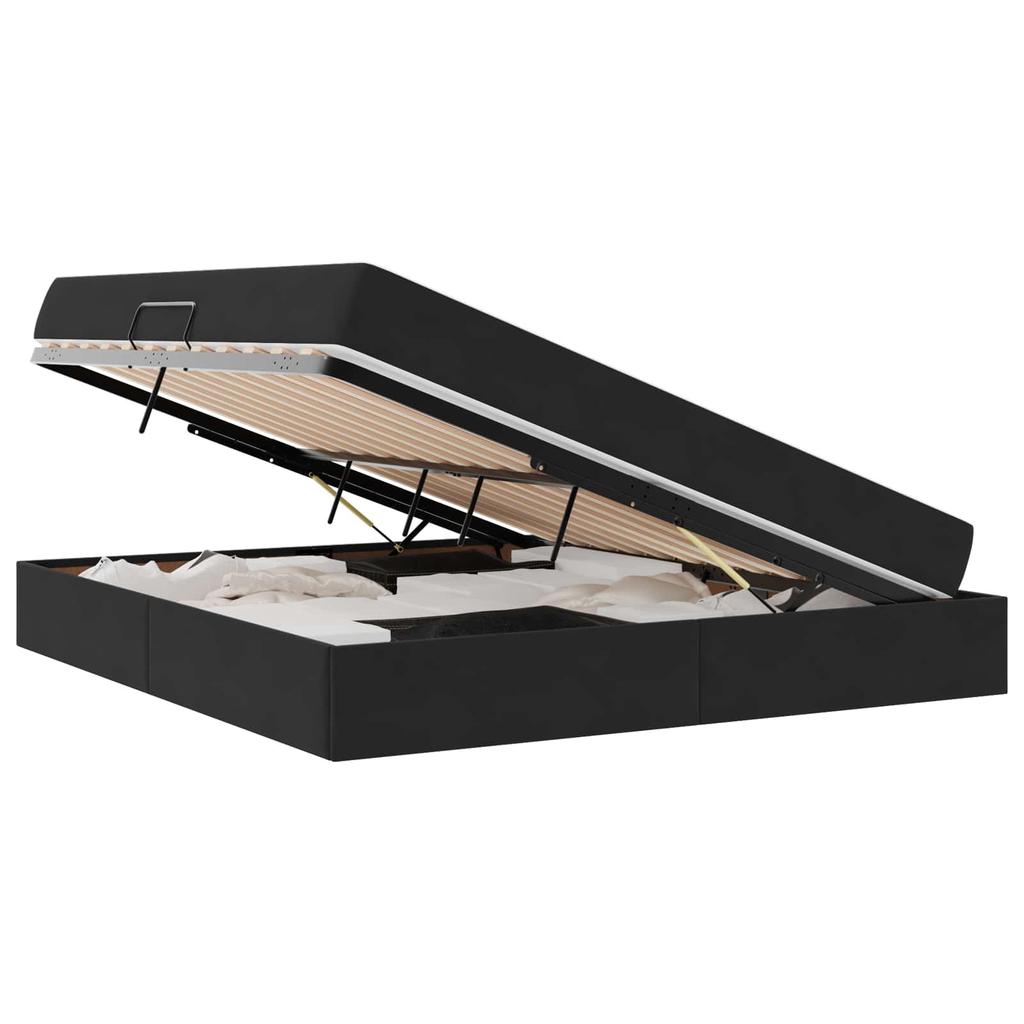 Storage Bed with Mattress Black 160 x 200 cm Velvet