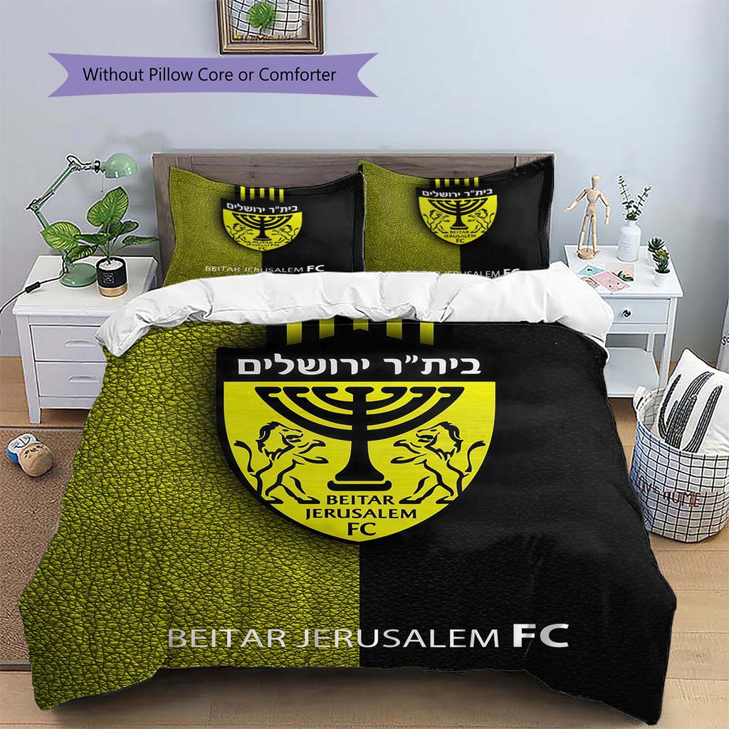 Beitar Jerusalem Football Club Pattern Bedding Quilt Set  Home Decoration  Gift (1 * duvet cover + 2 * pillowcase  without core)