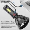 Strong Light Long Range Torch Home User Cob Side Light Outside Usb Rechargeable Searchlight Plastic Strong Light Torch