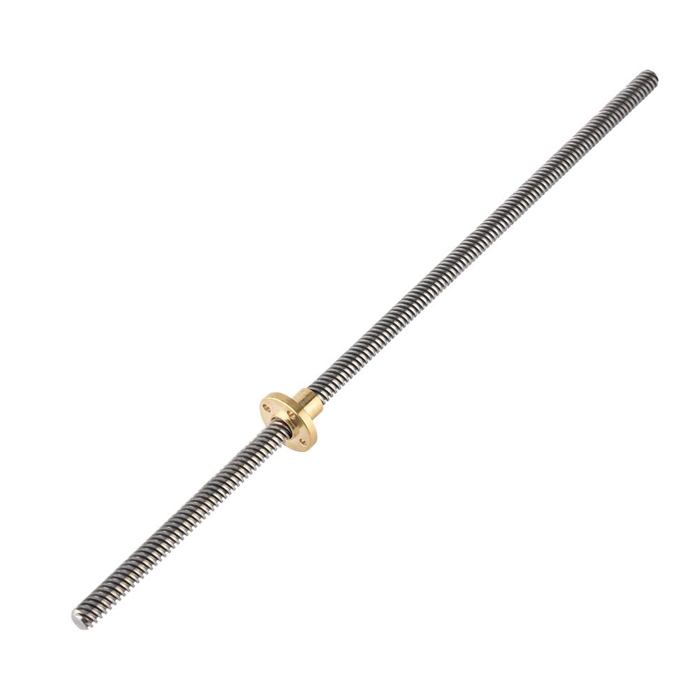 T8 8mm Trapezoidal Stainless Steel Threaded Rod Lead Screw & Brass Nut for 3D Printer 330mm