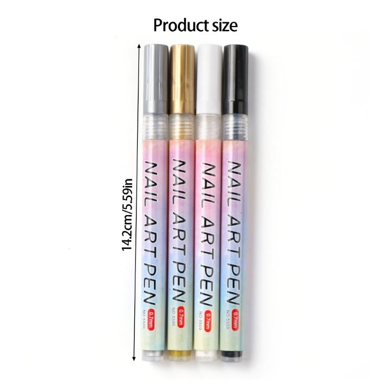 4Color Quick Dry Nail Art Pen Markers Nail Polishing Pen Safe Ink for Precise Designs Portable Use in Any Situation