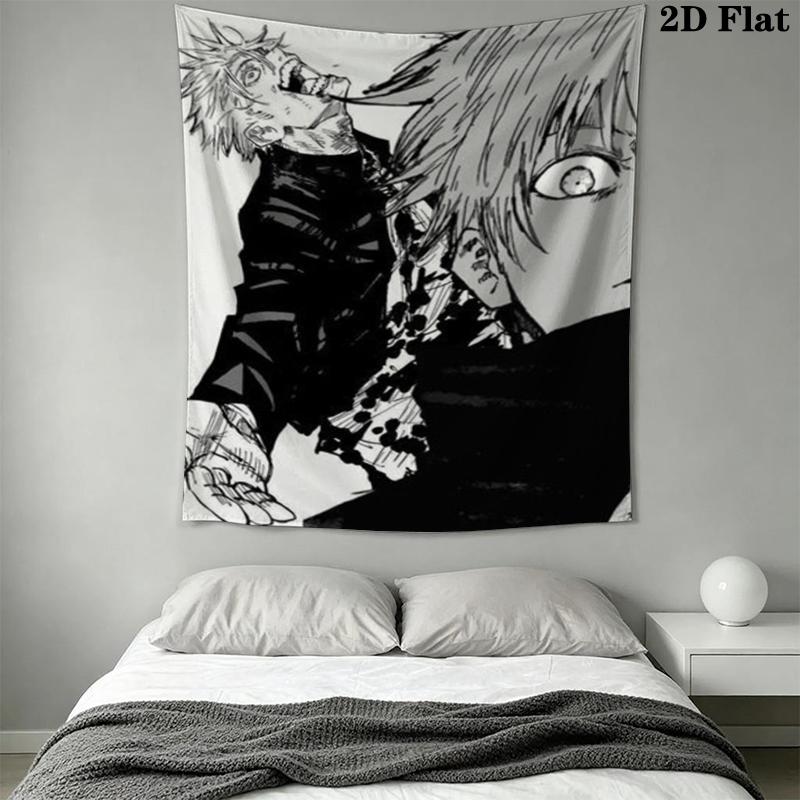 Jujutsu Kaisen Wall Tapestry Aesthetic Wall Hanging Printed Fabric Blanket Decorative Tapestries for Bedroom Living Room Home Decor