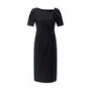 GOELIA Asymmetrical Neck Pleated Little Black Dress