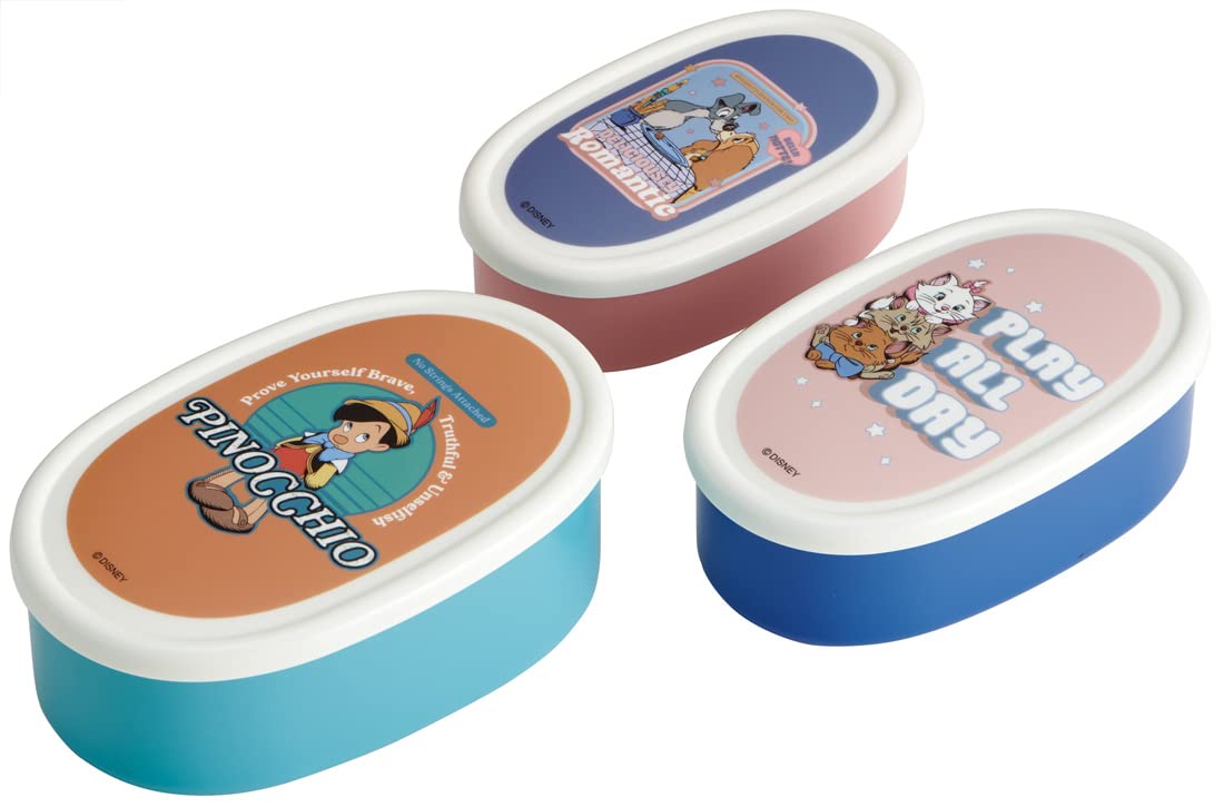 

Skater Bento Sealable Storage Set of Disney Classic Lady and the and The Made in Japan Boxes, Containers, 3, 860ml, Designs Tramp, Pinocchio,
