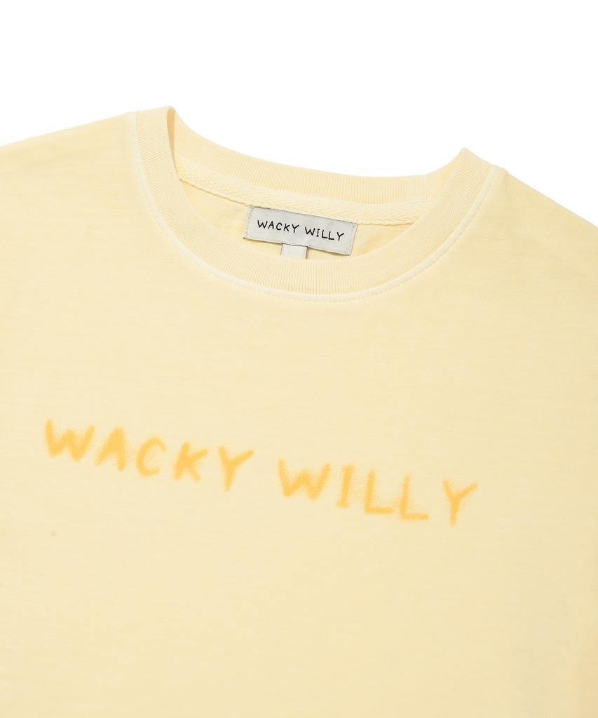 WACKY WILLY Women'S Pigment Semi-Crop Short Sleeve T-Shirt Yellow